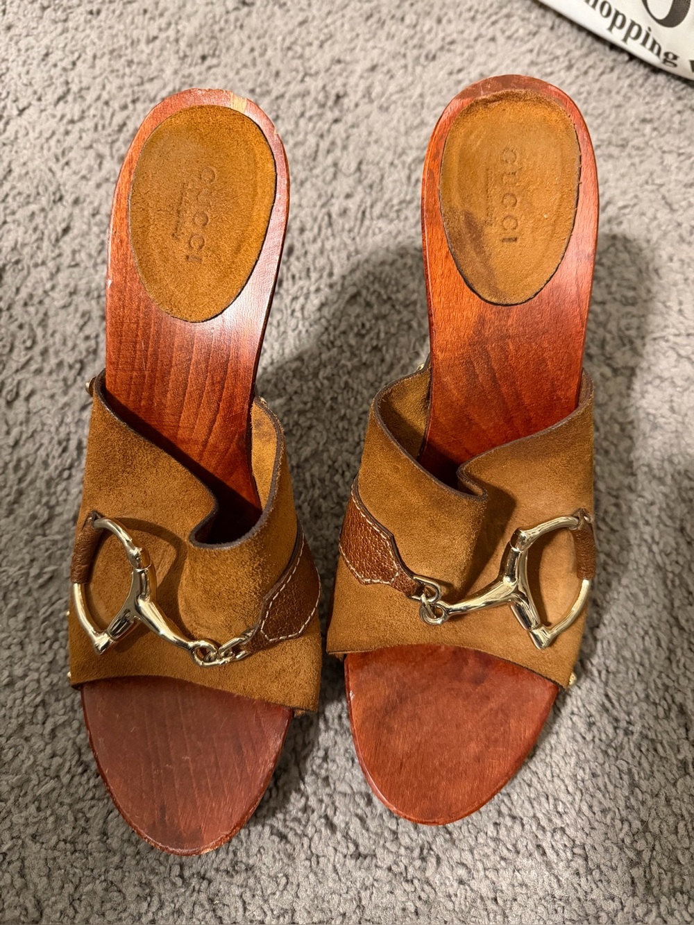 Women’s Gucci Brown Suede Horsebit Mule Sandals with Gold Hardware - Picture 6 of 10